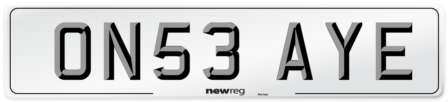 ON53 AYE Number Plate from New Reg